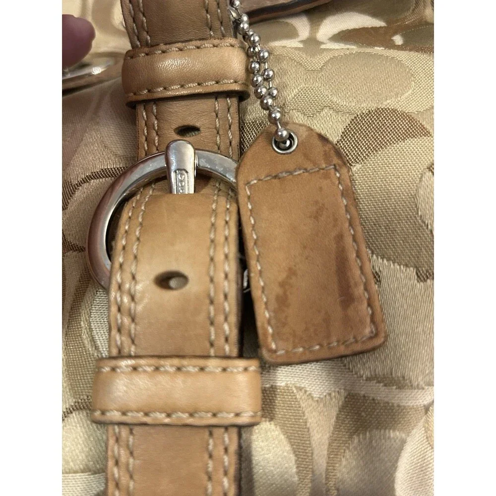 Y2K Coach Chelsea Optic Signature Turn Lock Satchel 10995 Tan Braided Handles